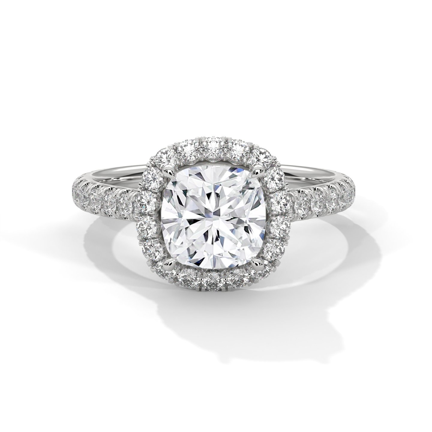 Cushion Halo Solitaire Ring 012