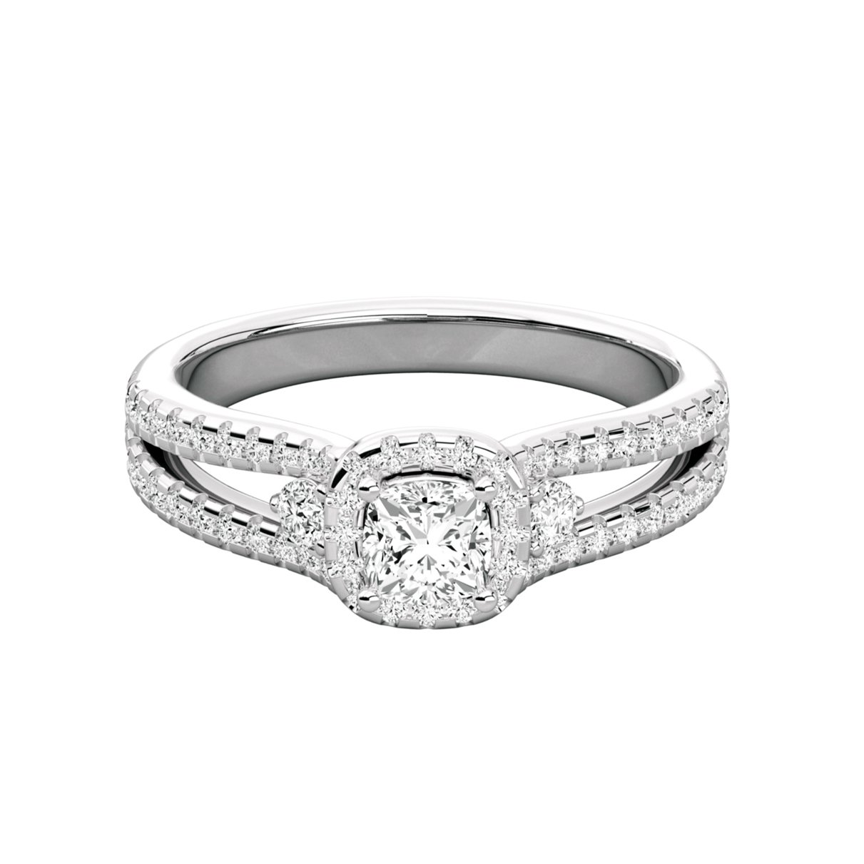 Cushion Halo Solitaire Ring 015