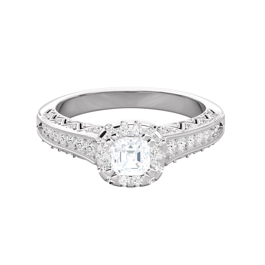 Cushion Halo Solitaire Ring 016