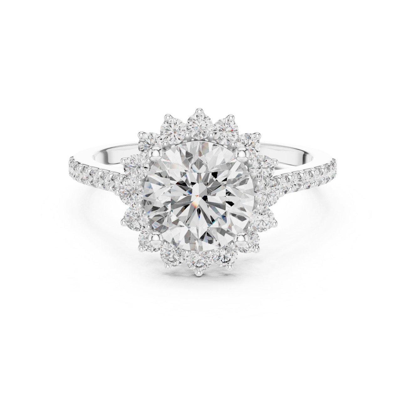 Round Halo Solitaire Ring 027