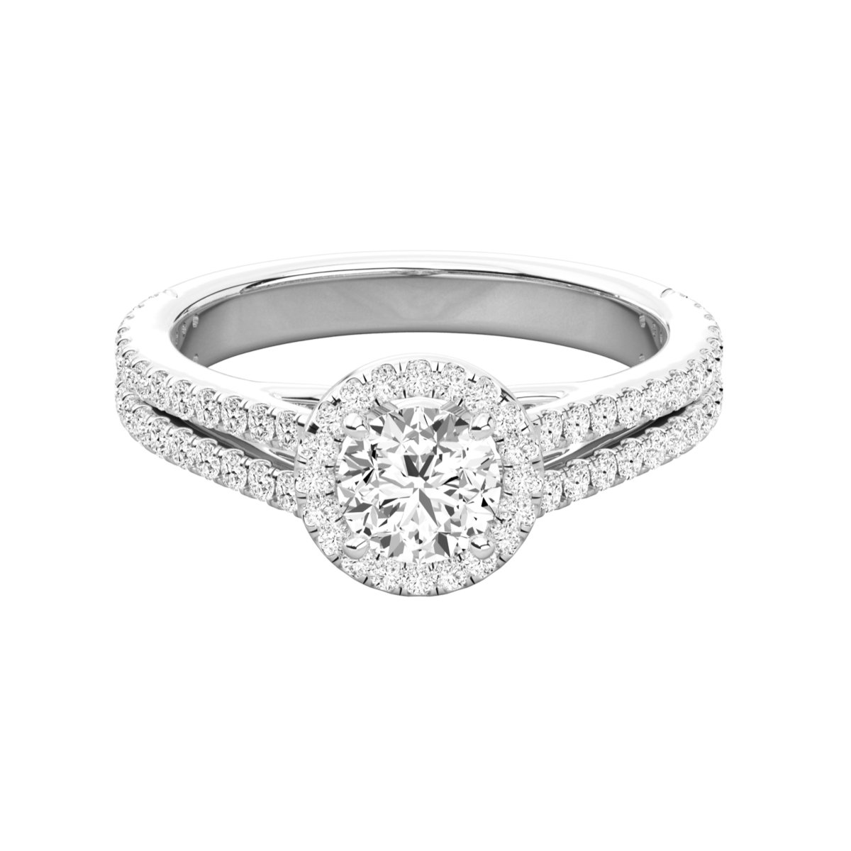 Round Halo Solitaire Ring 028