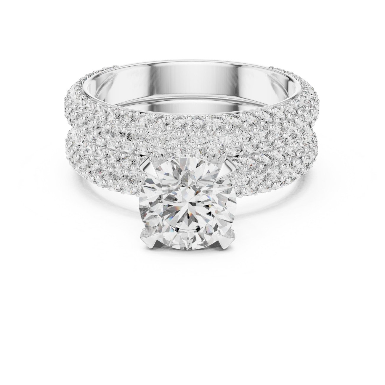 Round Halo Solitaire Ring with Fit 004