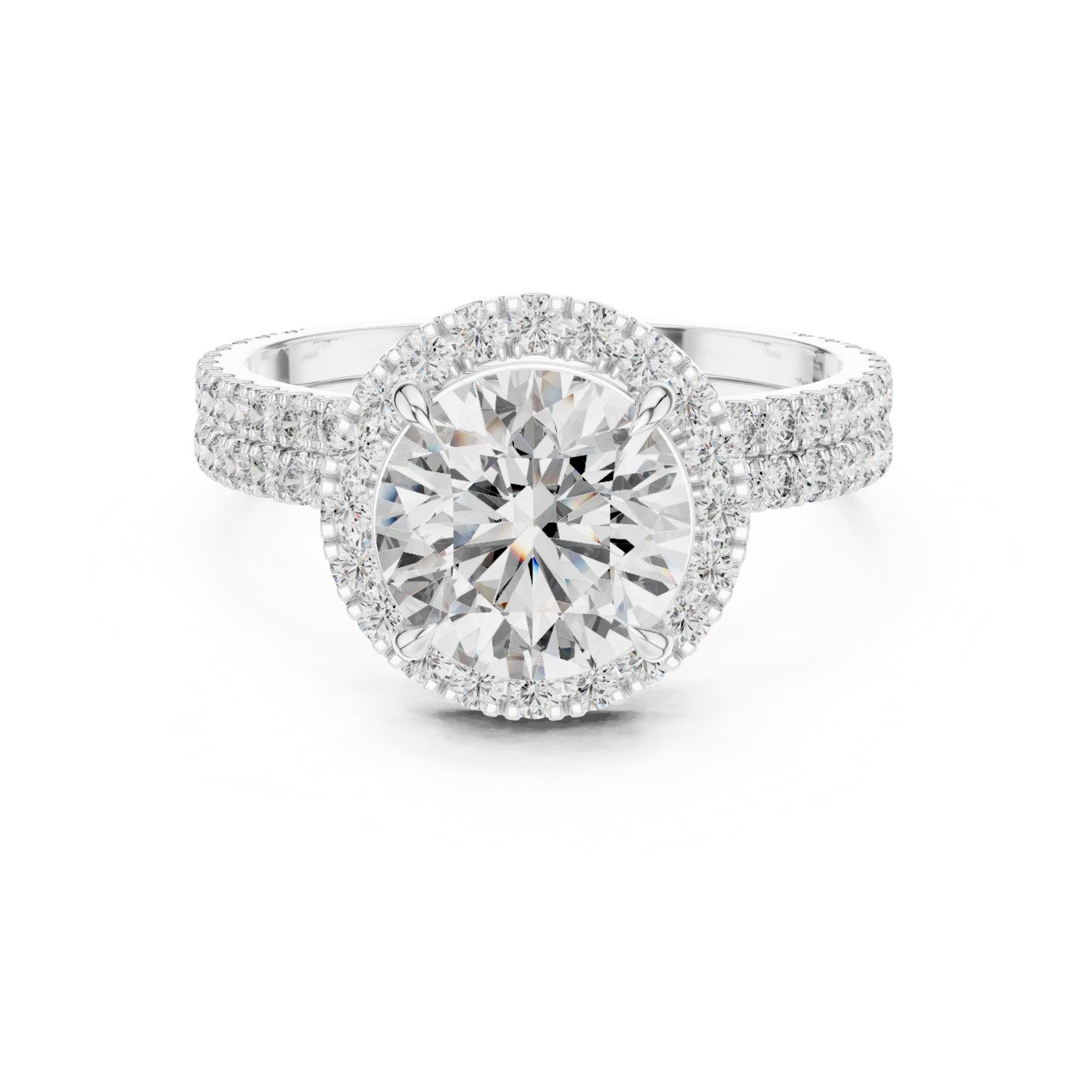 Round Halo Solitaire Ring with Fit 003